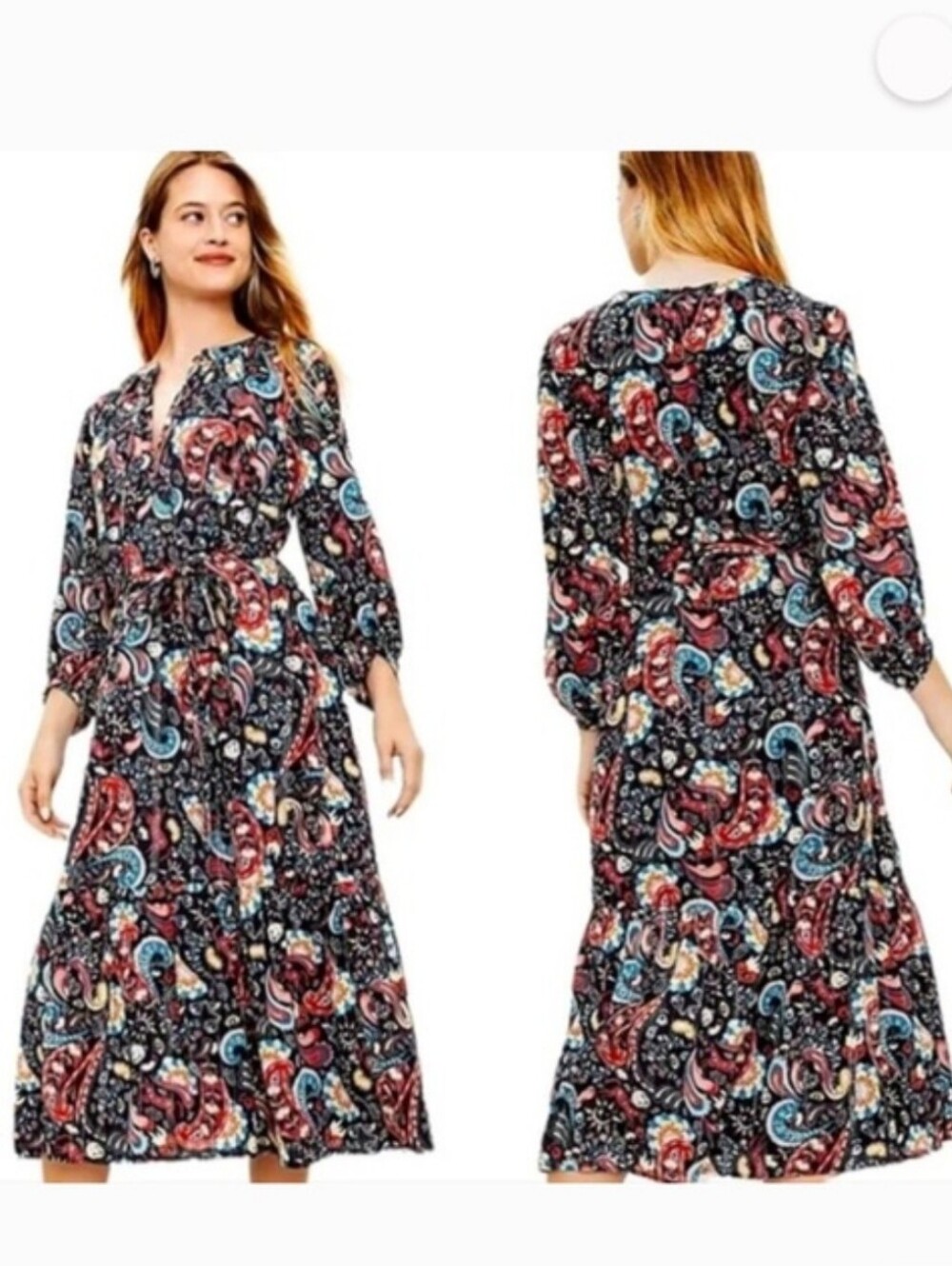 NWT Ann Taylor LOFT Paisley Shimmer Mystical Creatures Print Dress Size Medium